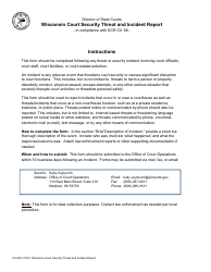 Document preview: Form CS-265 Wisconsin Court Security Threat and Incident Report - Wisconsin