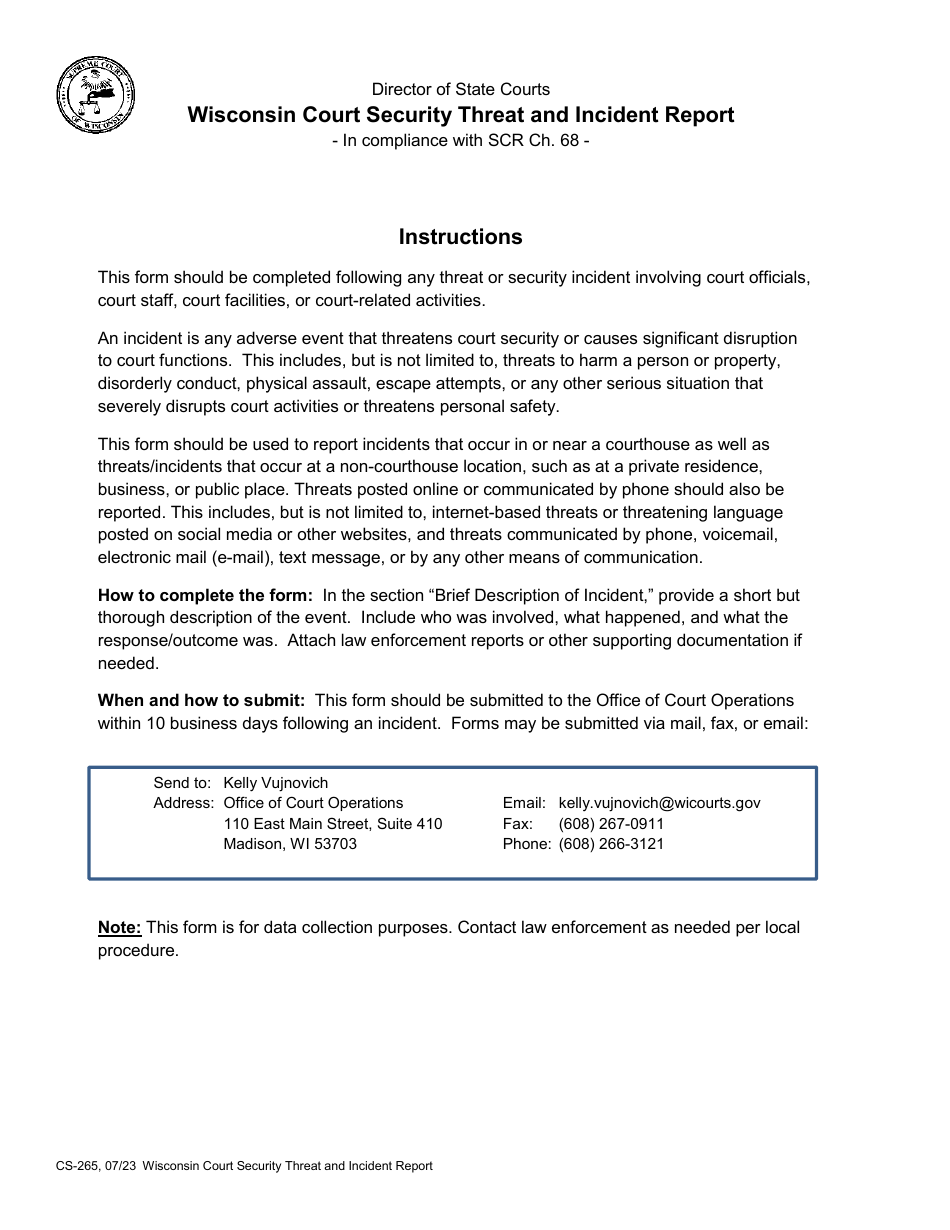 Form CS-265 - Fill Out, Sign Online and Download Printable PDF ...