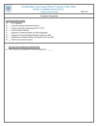 United States Coast Guard Officer Program Check Sheet, Page 2