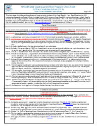 United States Coast Guard Officer Program Check Sheet, Page 3