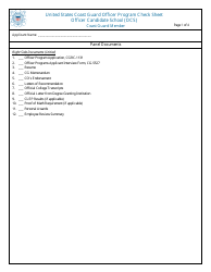 Document preview: United States Coast Guard Officer Program Check Sheet