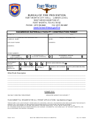 Document preview: Hazardous Materials Facility Construction Permit - City of Fort Worth, Texas