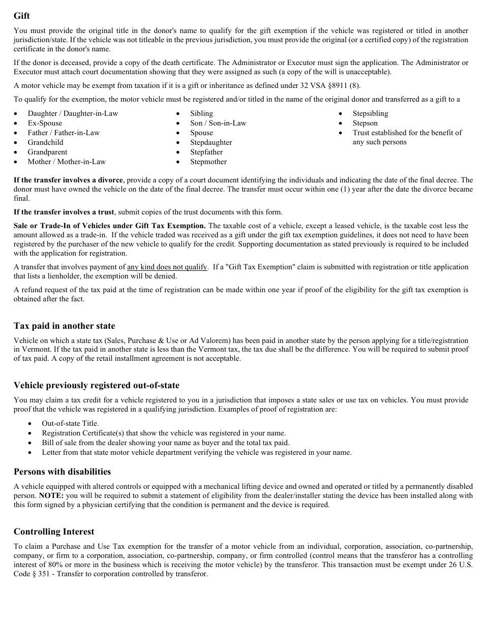 Form VT-014 Certification of Tax Exemption - Vermont, Page 2
