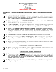Document preview: Form VX-118 Lemon Law Enclosures Checklist - Vermont