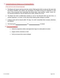 Form VX-103 Motor Vehicle Arbitration Board Hearing Protocol - Vermont, Page 3