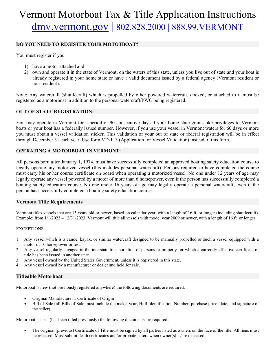 Download Instructions for Form VD037 Application for Motorboat