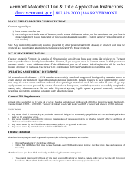 Instructions for Form VD-037 Application for Motorboat Registration - Vermont