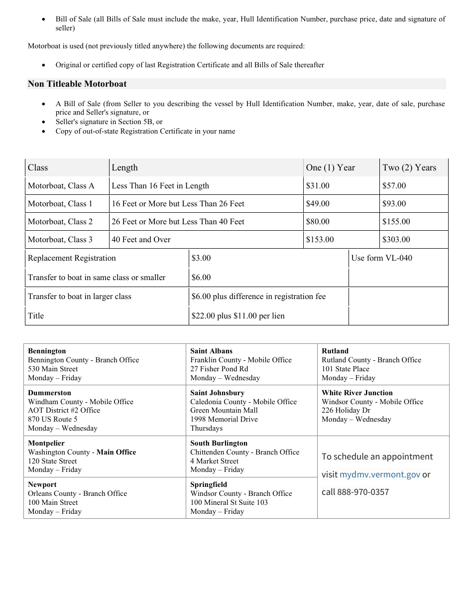 Instructions for Form VD-037 Application for Motorboat Registration - Vermont, Page 2