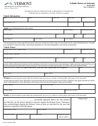 Document preview: Form VN-101 Vehicle Power of Attorney - Vermont