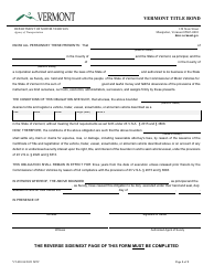 Document preview: Form VT-020 Vermont Title Bond - Vermont
