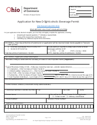 Document preview: Form DLC4113_D-5I (LIQ-18-0020) Application for New D-5i Alcoholic Beverage Permit - Ohio