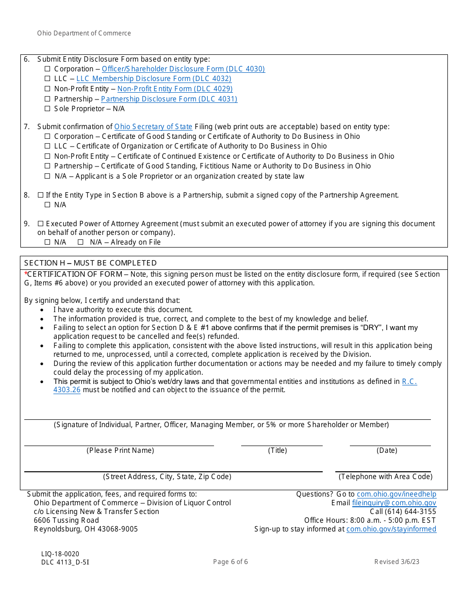 Form DLC4113_D-5I (LIQ-18-0020) Download Fillable PDF Or Fill Online ...