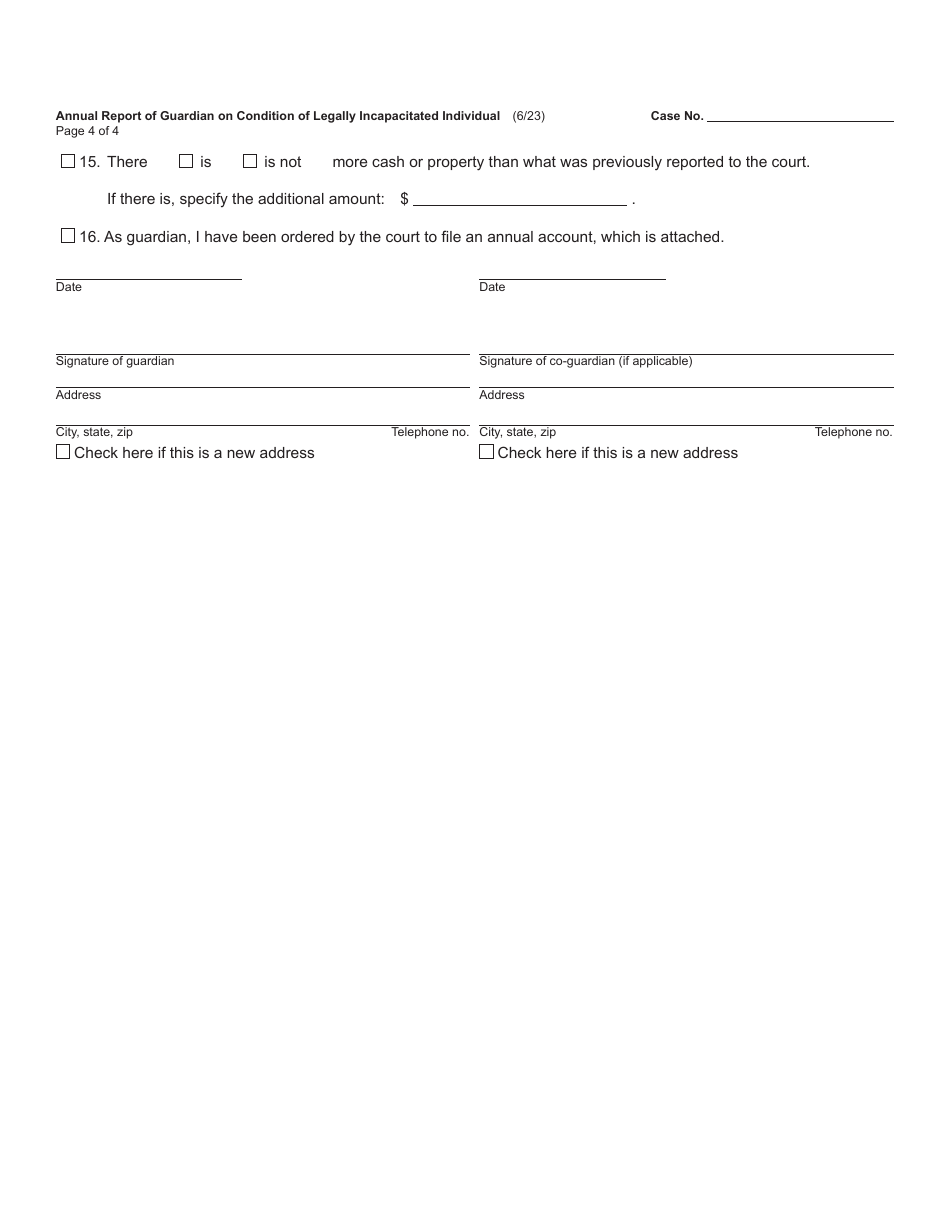 Form PC634 Annual Report of Guardian on Condition of Legally Incapacitated Individual - Michigan, Page 4