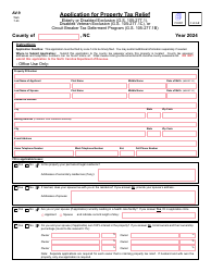 Document preview: Form AV-9 Application for Property Tax Relief - North Carolina, 2024