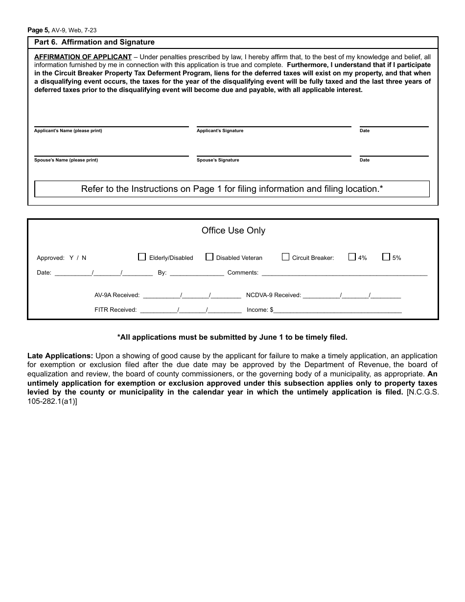 Form AV-9 Download Fillable PDF or Fill Online Application for Property ...