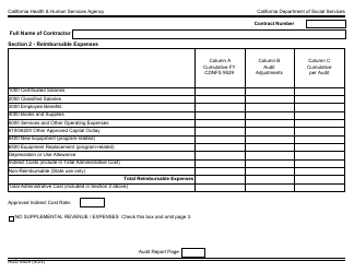 Form AUD9529 Audited Fiscal Report for Child Development Support Contracts - California, Page 2
