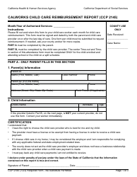Form CCP2145 Calworks Child Care Reimbursement Report - California
