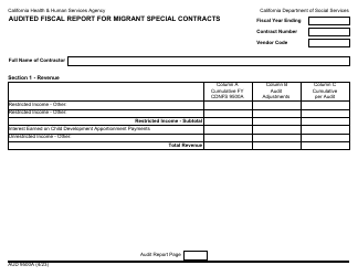 Document preview: Form AUD9500A Audited Fiscal Report for Migrant Special Contracts - California