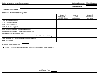 Form AUD9500A Audited Fiscal Report for Migrant Special Contracts - California, Page 2