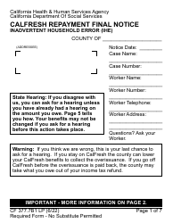 Form CF377.7B1 LP CalFresh Repayment Final Notice Inadvertent Household Error (Ihe) - Large Print - California