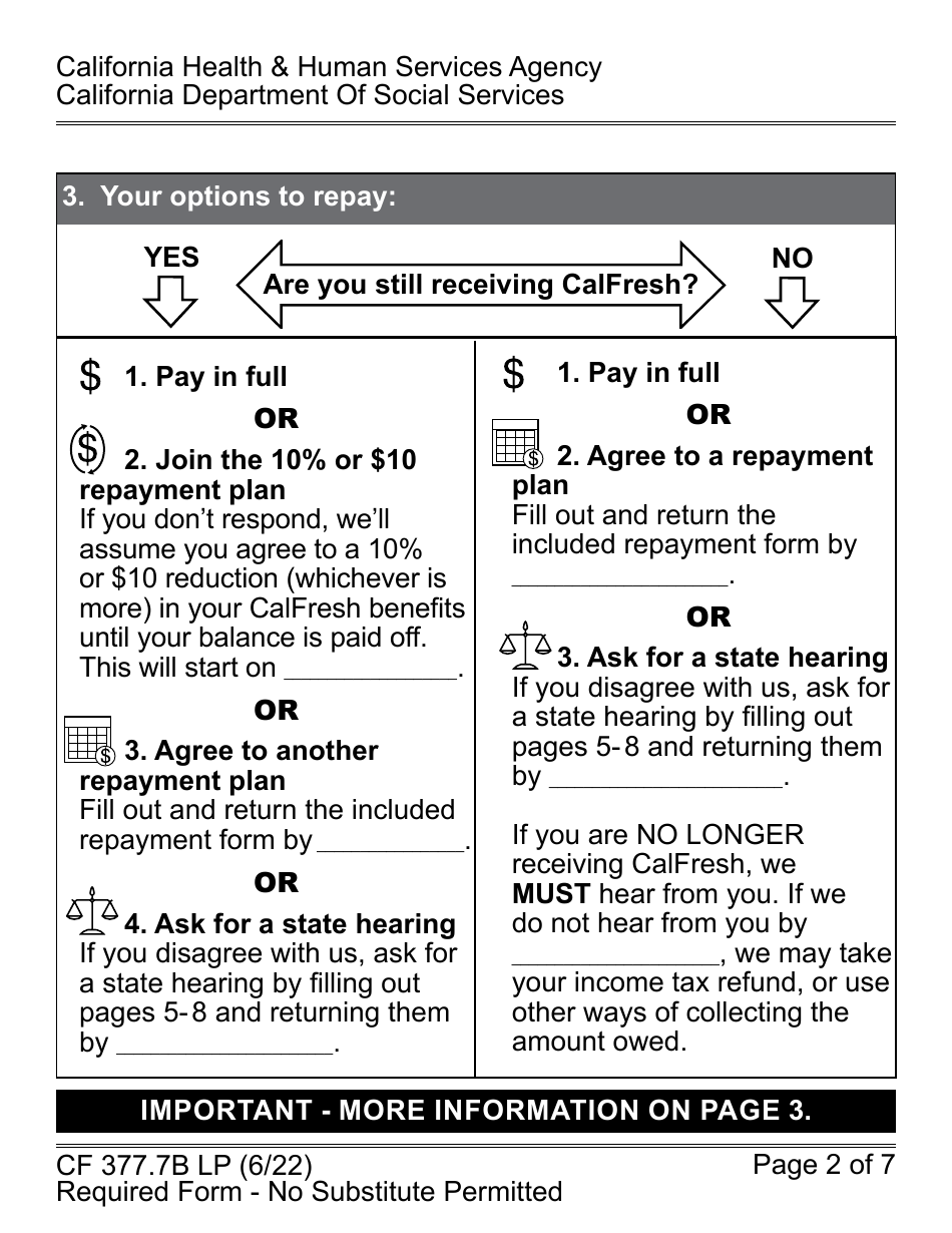 Form CF377.7B LP Download Fillable PDF Or Fill Online CalFresh ...