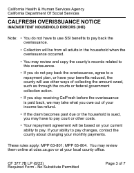 Form CF377.7B LP CalFresh Overissuance Notice Inadvertent Household Errors (Ihe) - Large Print - California, Page 3