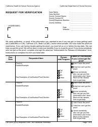 Document preview: Form CW2200 Request for Verification - California