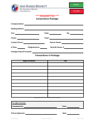 Document preview: Form MV-501-R Convenience Packages Resubmits Only - Harris County, Texas
