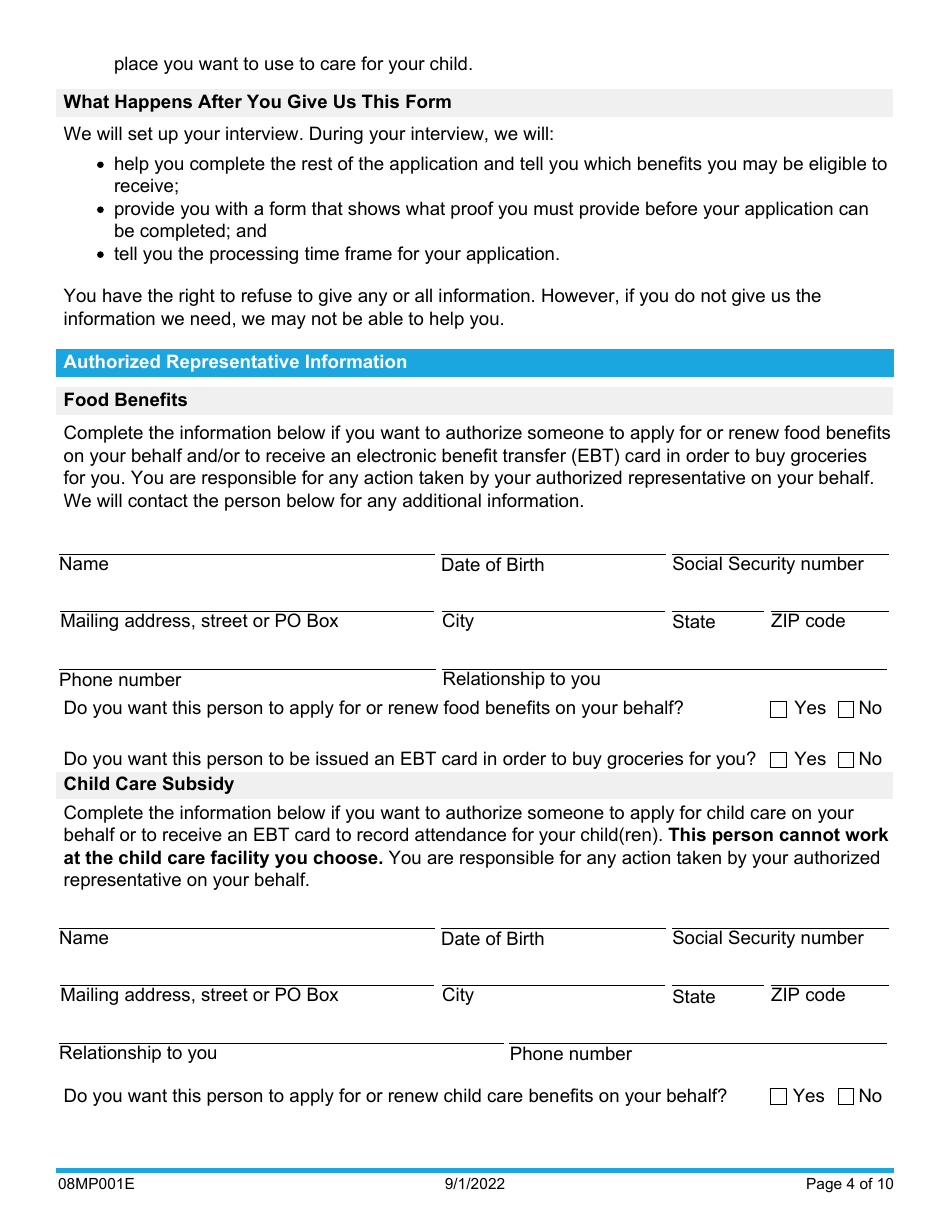 Form 08MP001E Download Fillable PDF or Fill Online Request for Benefits, Oklahoma Templateroller