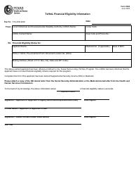 Document preview: Form 5842 Txhml Financial Eligibility Information - Texas