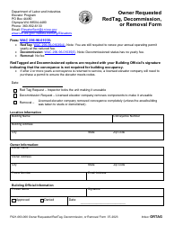 Document preview: Form F621-063-000 Owner Requested Redtag, Decommission, or Removal Form - Washington
