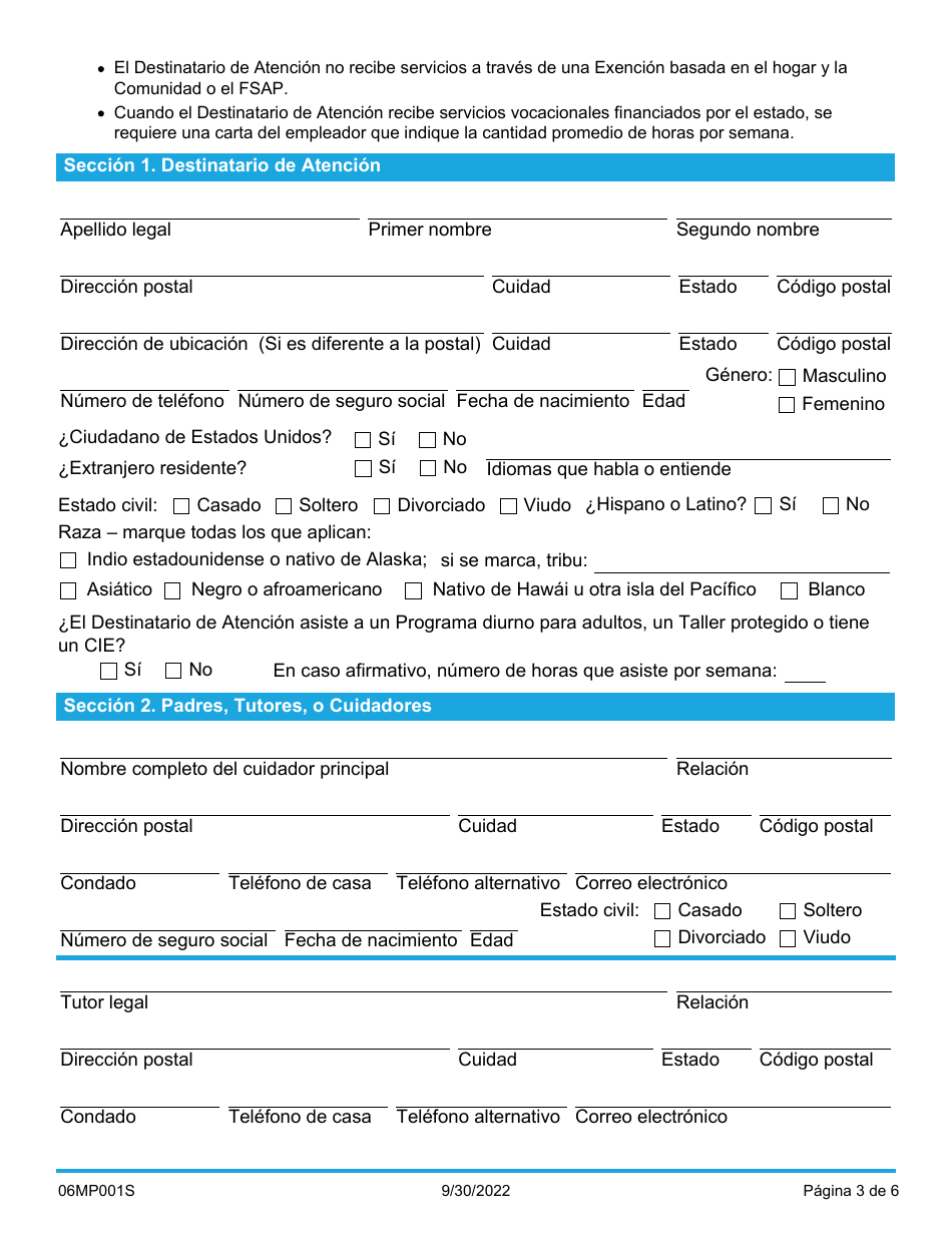 Formulario 06MP001S Solicitud De Servicios Para Discapacidades Del Desarrollo - Oklahoma (Spanish), Page 3