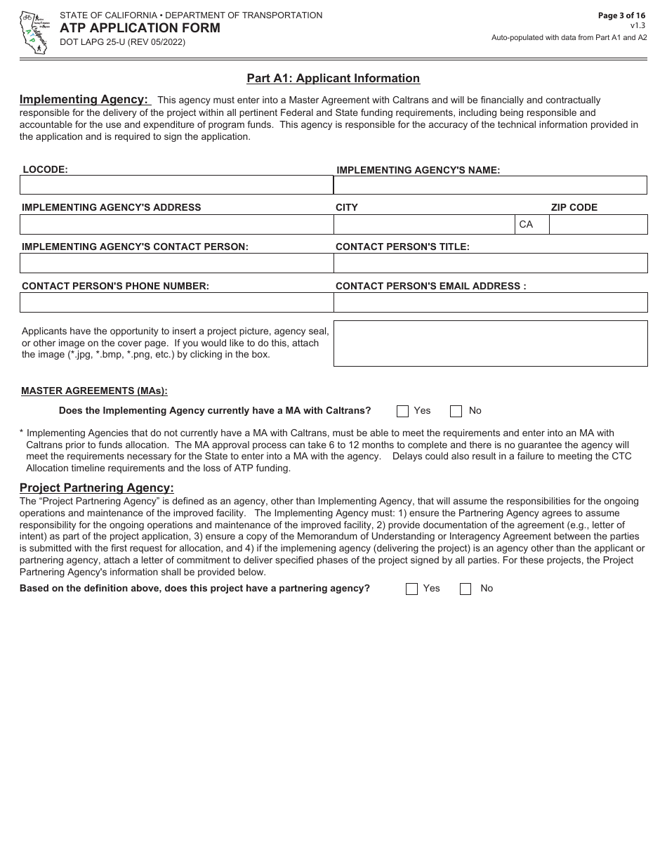 Form DOT LAPG25-U ATP Application Form - California, Page 3