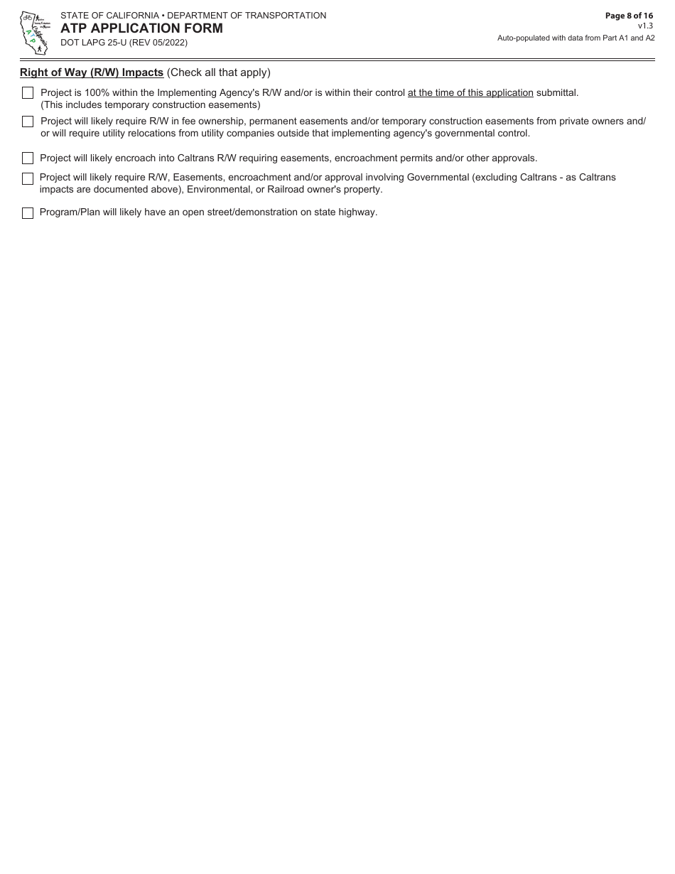 Form DOT LAPG25-U ATP Application Form - California, Page 8