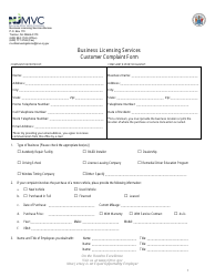 Document preview: Form BLS-161 Business Licensing Services Customer Complaint Form - New Jersey