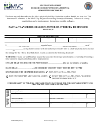 Form DLR-SPOA Dealer Secure Power of Attorney/Odometer Disclosure - New Jersey