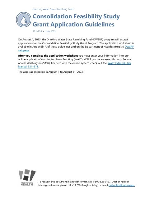Consolidation Feasibility Study Grant Application - Washington Download Pdf