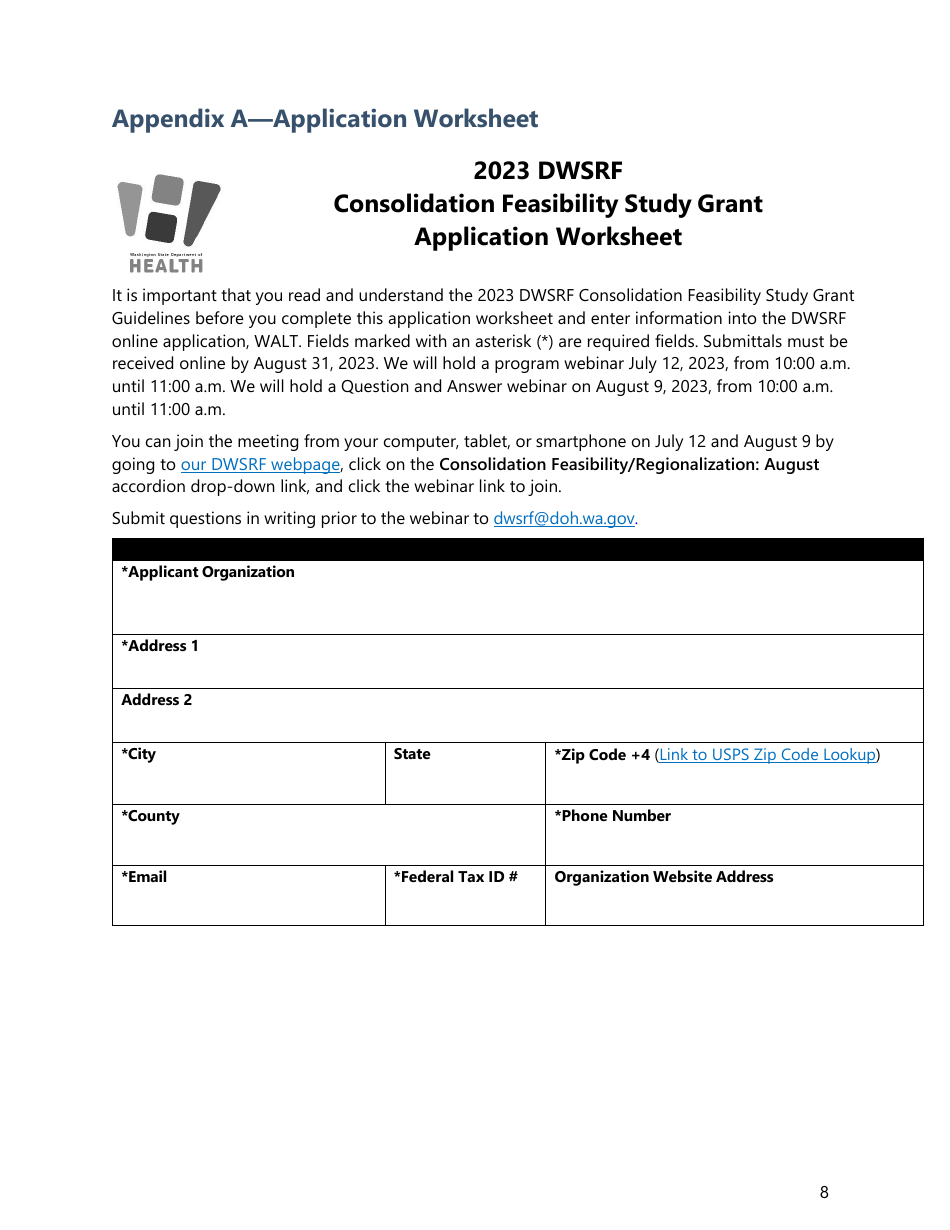 Consolidation Feasibility Study Grant Application - Washington, Page 11