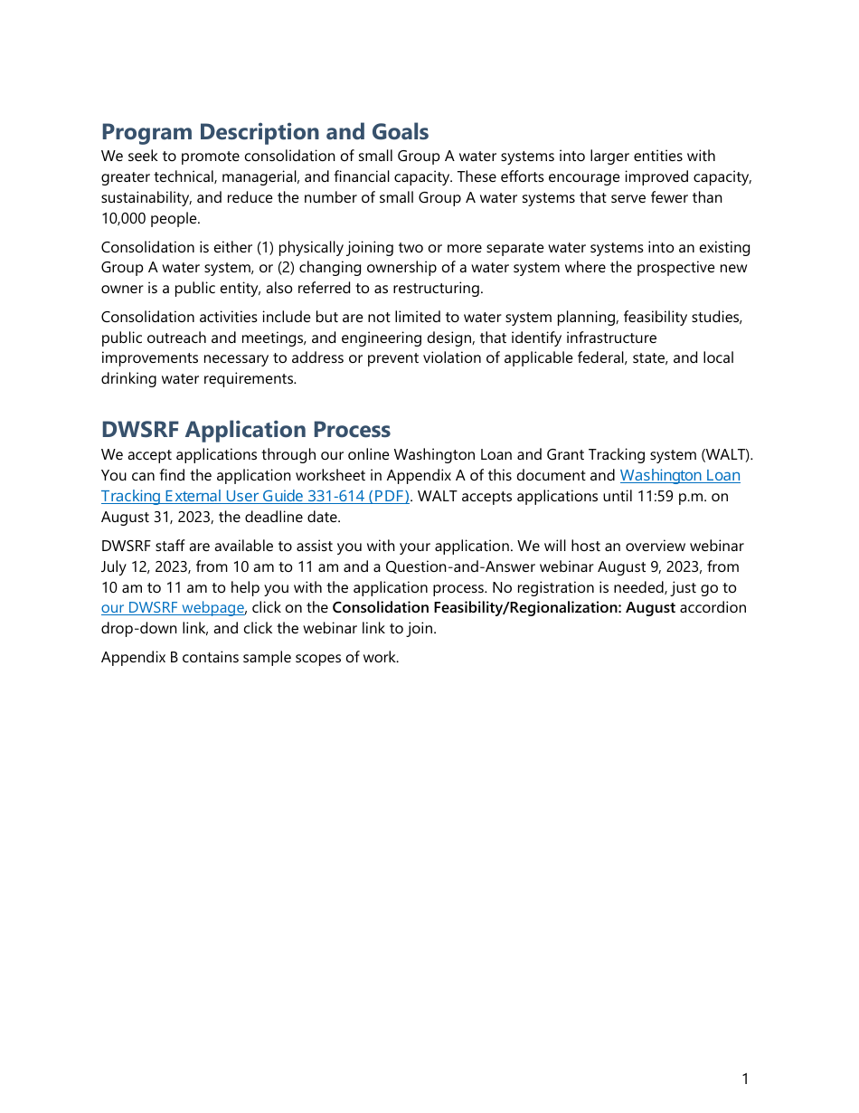 Consolidation Feasibility Study Grant Application - Washington, Page 4