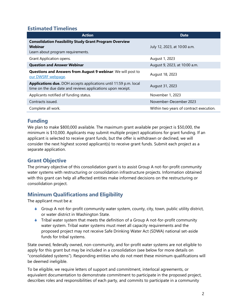 Consolidation Feasibility Study Grant Application - Washington, Page 5