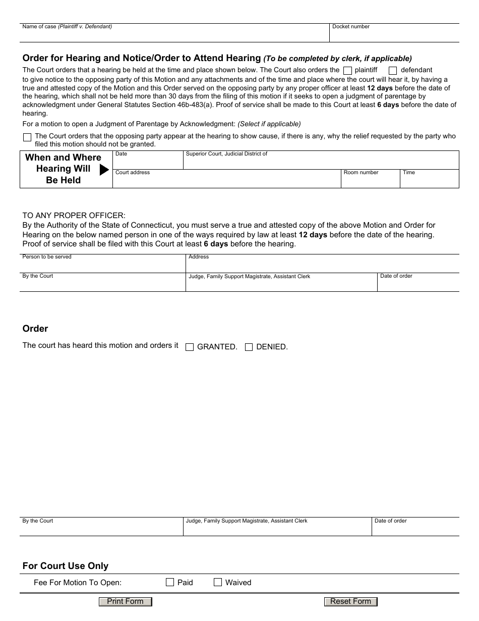 Form JD-FM-206 Motion to Open Judgment (Family Matters) - Connecticut, Page 2