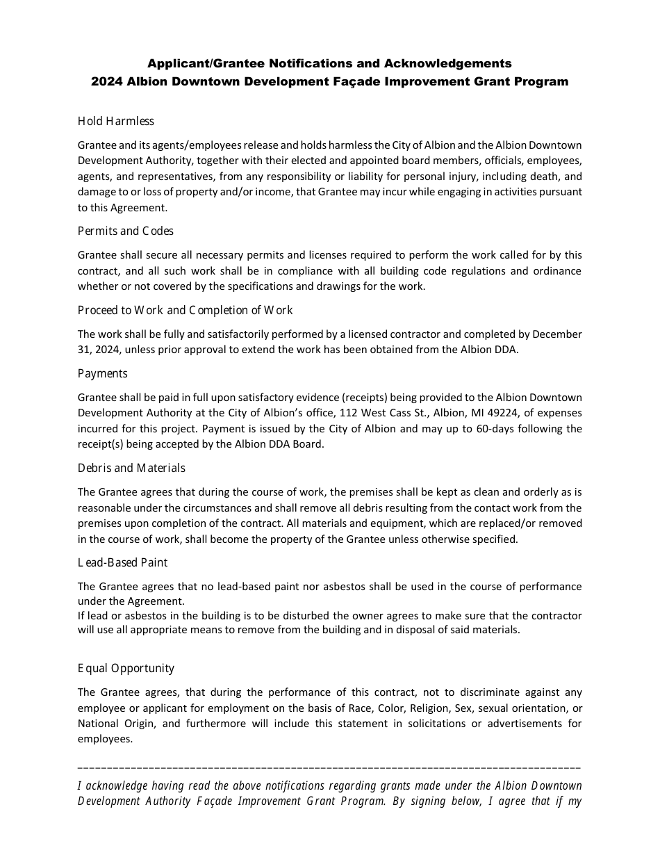 Facade Improvement Grant Application - City of Albion, Michigan, Page 3