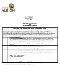 Document preview: Mobile Food Vehicle Vendor (Food Truck) Permit Application - City of Albion, Michigan
