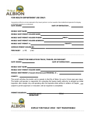 Mobile Food Vehicle Vendor (Food Truck) Permit Application - City of Albion, Michigan, Page 5