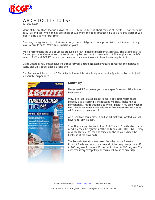Loctite Adhesive Guide - Henry Zwolak