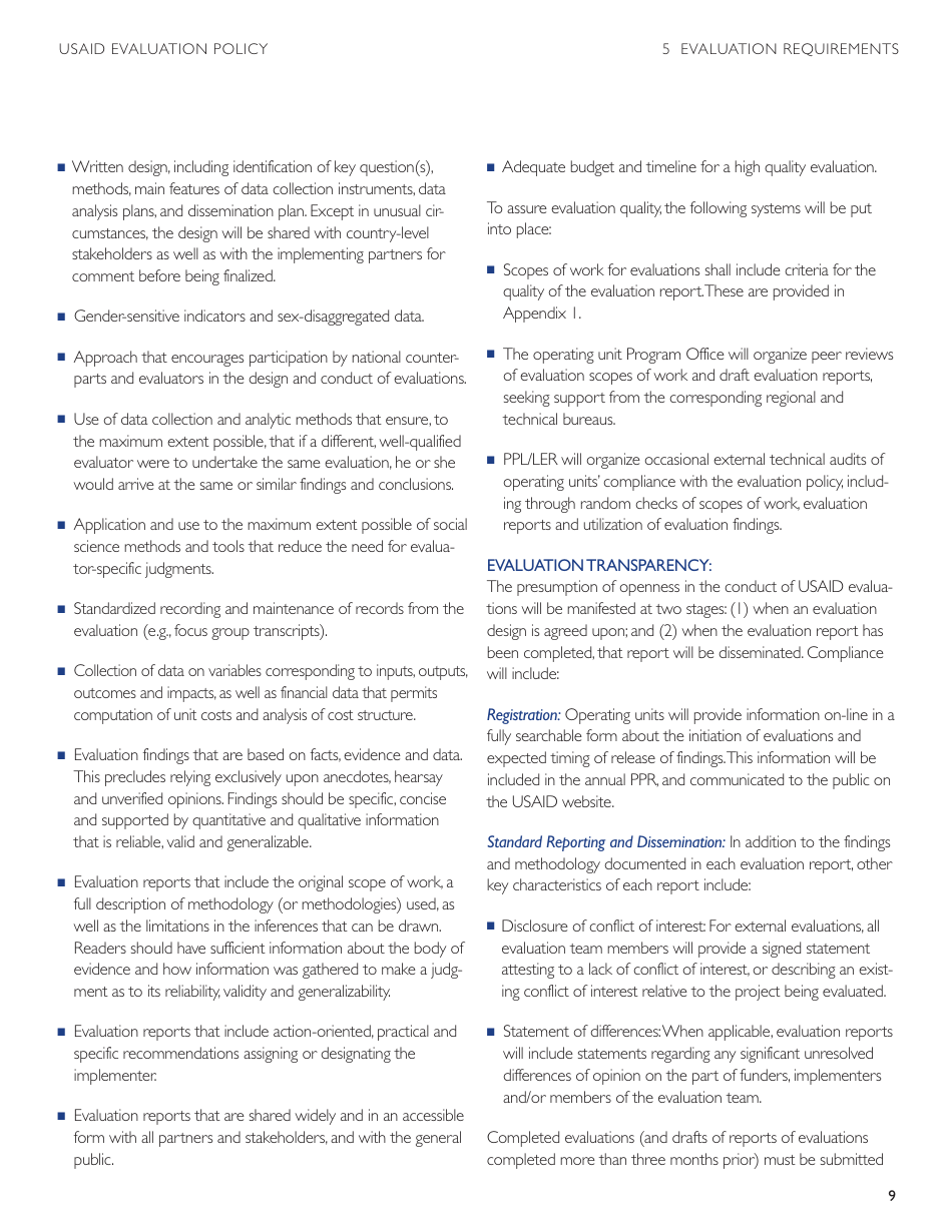 Usaid Evaluation Policy, Page 15