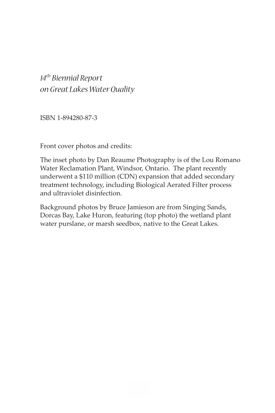 14th Biennial Report on Great Lakes Water Quality - International Joint Commission United States and Canada, Page 5