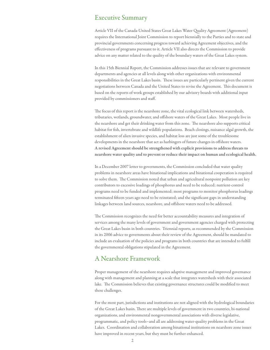 15th Biennial Report on Great Lakes Water Quality - International Joint Commission United States and Canada, Page 6