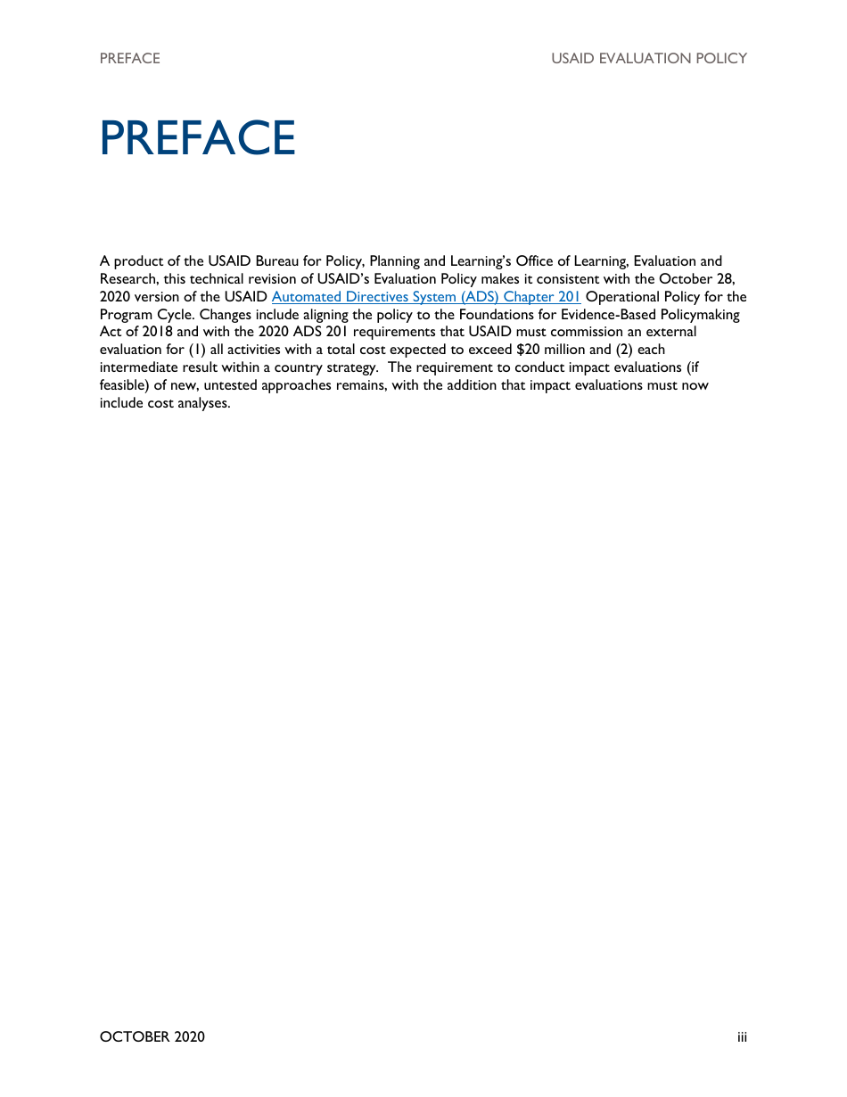 Usaid Evaluation Policy, Page 3