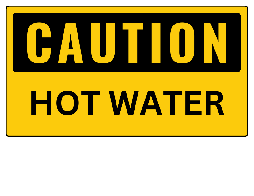 Caution Sign Template - Hot Water
